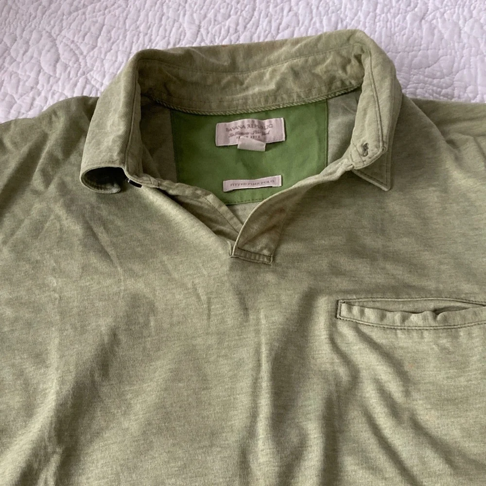 Banana Republic Bundle Men’s Green and Orange Pima Polo Shirts, Medium